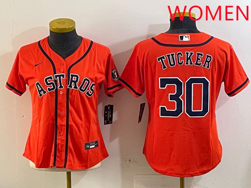 Women Houston Astros #30 Tucker Orange Game 2025 Nike MLB Jersey style 1->women mlb jersey->Women Jersey